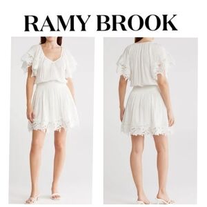 Ramy Brook Jacy Lace Trim Short Sleeve Dress